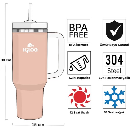 Igloo Stadler Thermo-Mug 1.2 Litre-SOMON BEYAZ