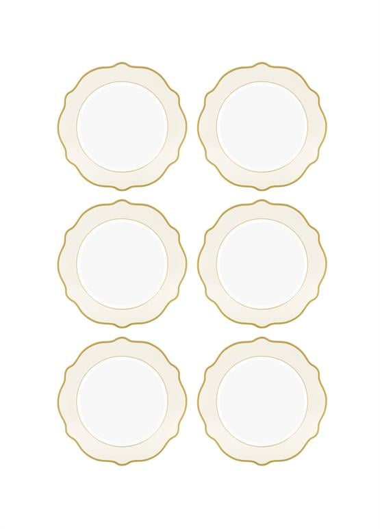 The Mia Jaswely Pasta Tabağı 6 Parça Krem 21 Cm