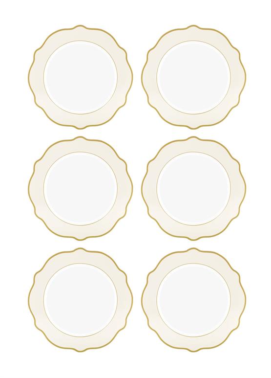 The Mia Jaswely Servis Tabağı 6 Parça Krem 27 Cm