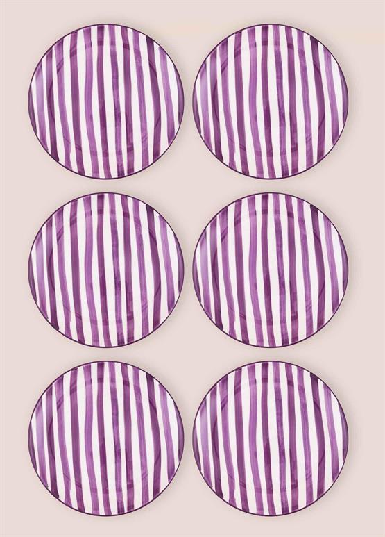 The Mia Joy Servis Tabağı 6lı Set Mor 26 cm