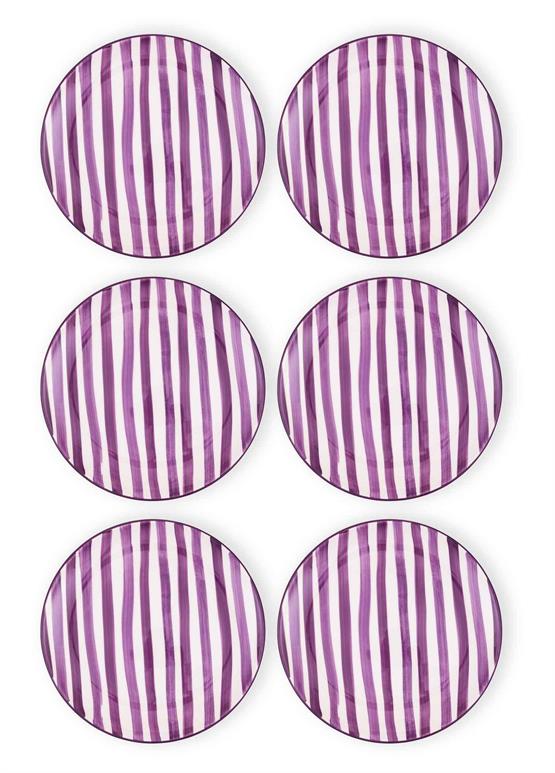 The Mia Joy Servis Tabağı 6lı Set Mor 26 cm