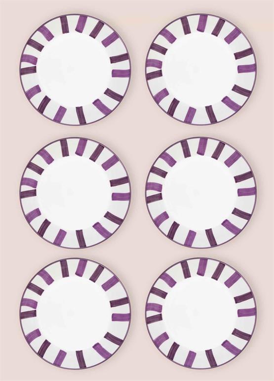 The Mia Joy Yemek Tabağı 6lı Set Mor 20 cm