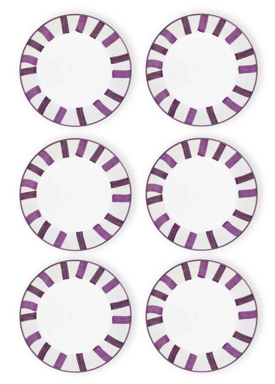 The Mia Joy Yemek Tabağı 6lı Set Mor 20 cm