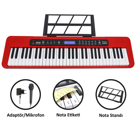 Jwin CTK-3000 61 Tuş Hassasiyetli Org (5 Oktav) - Kırmızı