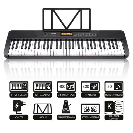 Jwin JTK-3600 61 Tuş Hassasiyetli 5 Oktav Org Seti - Siyah