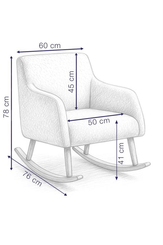 LOOP Sallanan Sandalye – Antrasit Teddy Kumaş | Doğal Ahşap Ayaklı Berjer - Sallanan Koltuk