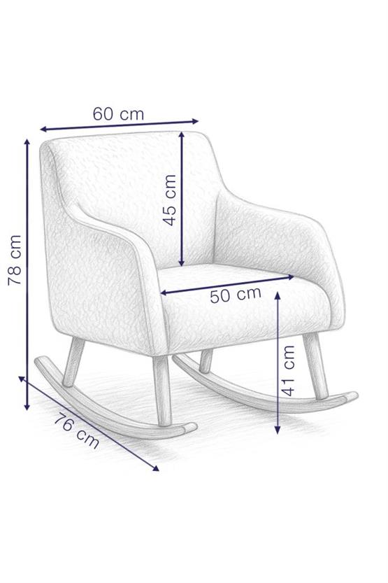 LOOP Sallanan Sandalye – Ekru Teddy Kumaş | Doğal Ahşap Ayaklı Berjer - Sallanan Koltuk
