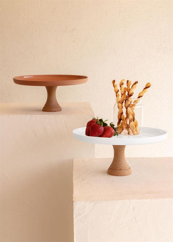 The Mia Limoges Ahşap Ayaklı Tabak Terracota 27x12 cm