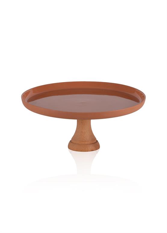 The Mia Limoges Ahşap Ayaklı Tabak Terracota 27x12 cm