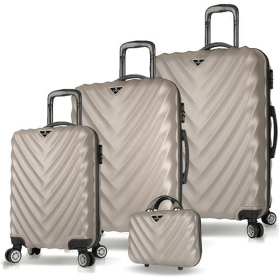 Lotus Abs Kabin Orta Büyük ve Makyaj Boy Taş 4lü Travel Valiz Seti