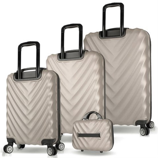 Lotus Abs Kabin Orta Büyük ve Makyaj Boy Taş 4lü Travel Valiz Seti