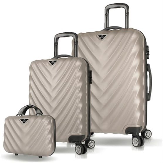 Lotus Abs Kabin Orta ve Makyaj Boy Taş 3lü Valiz Seti