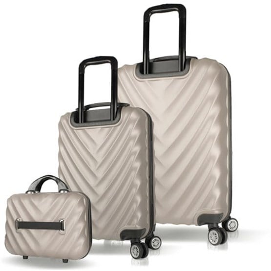 Lotus Abs Kabin Orta ve Makyaj Boy Taş 3lü Valiz Seti