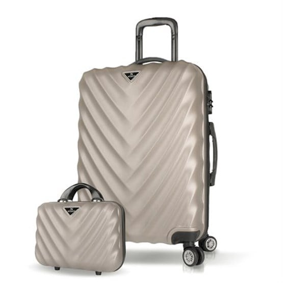 Lotus Abs Orta ve Makyaj Boy Taş 2li Valiz Seti