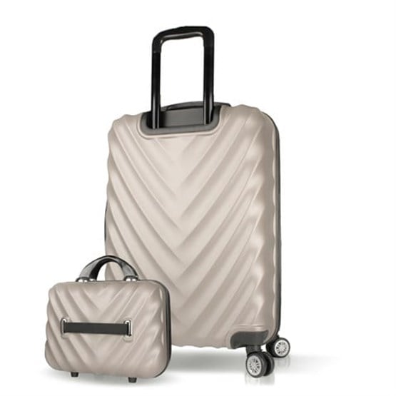 Lotus Abs Orta ve Makyaj Boy Taş 2li Valiz Seti