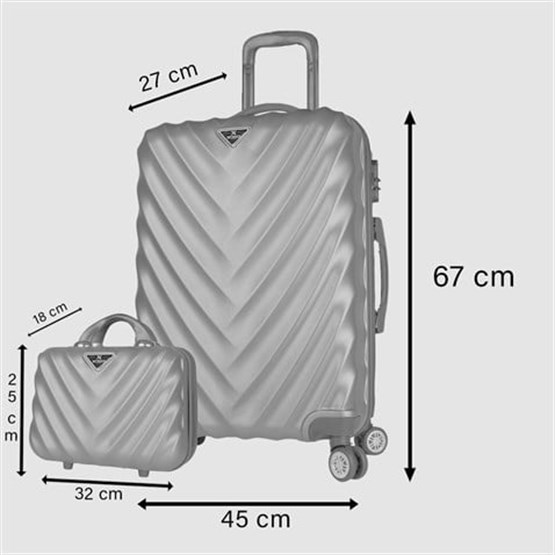 Lotus Abs Orta ve Makyaj Boy Taş 2li Valiz Seti