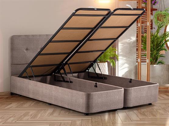 Luna Baza ve Başlık Seti - 140x190 cm Çift Kişilik Sandıklı Kumaş Baza Seti