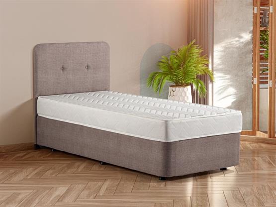 Luna Yatak Baza Başlık Seti  100x200 cm Tek Kişilik Ortopedik Set Sağlamlaştırılmış Sandıklı Baza
