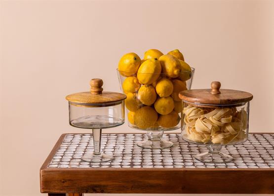 The Mia Madera Ayaklı Kurabiye Kavanozu 18x17x17 cm