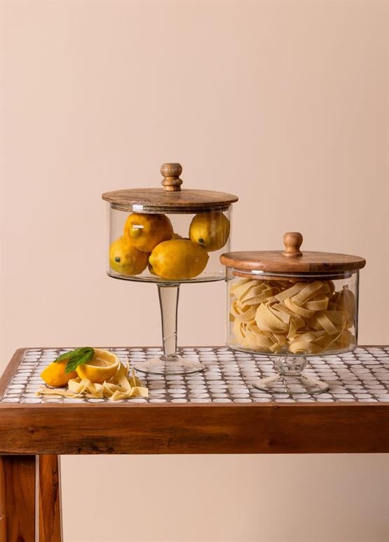 The Mia Madera Ayaklı Kurabiye Kavanozu 34x21x21 cm