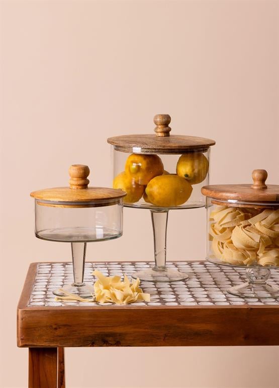 The Mia Madera Ayaklı Kurabiye Kavanozu 34x21x21 cm