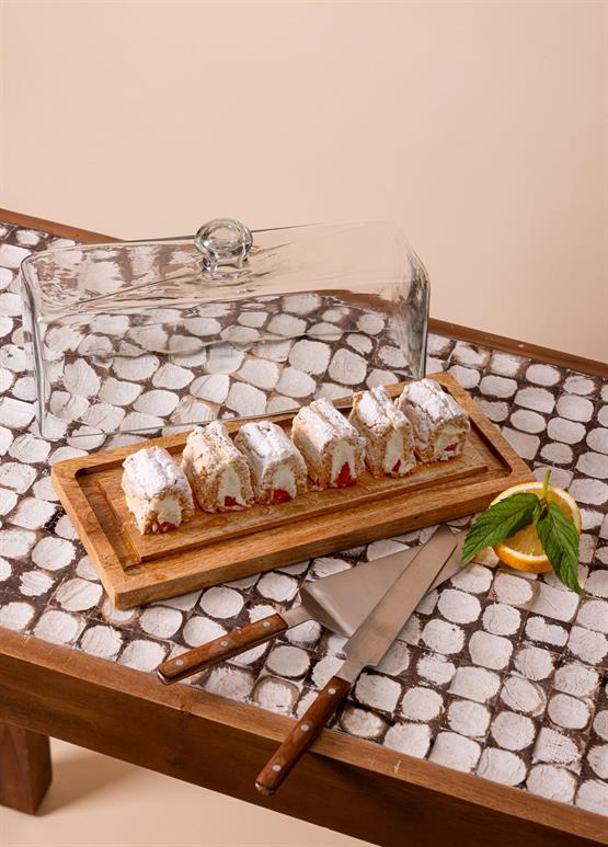 The Mia Madera Dikdörtgen Kek Saklama Fanusu 15x32x14 cm