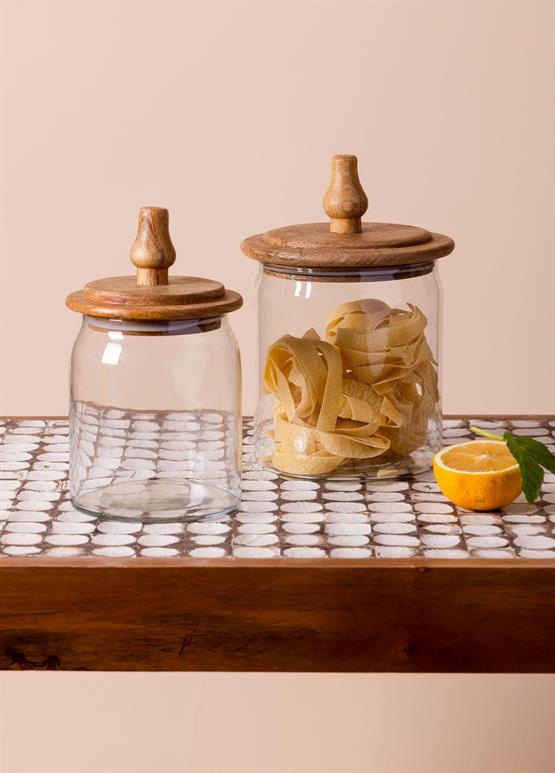 The Mia Madera Kapaklı Saklama Kavanozu 23x15x15 cm