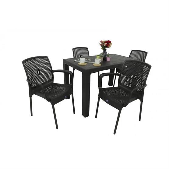 Mandella Elit 70x120 4 Kişilik Defne Koltuk Masa Takımı Eko Kahverengi