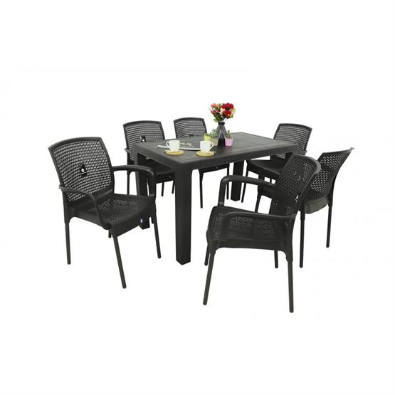 Mandella Elit 70x120 6 Kişilik Defne Koltuk Masa Takımı Eko Kahverengi