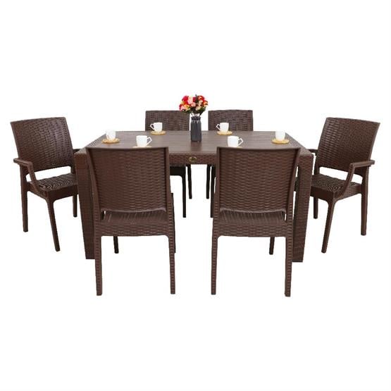 Mandella Elit 90x150 Rattan 2 Elit Koltuk 4 Elit Sandalye Masa Takımı Kahverengi