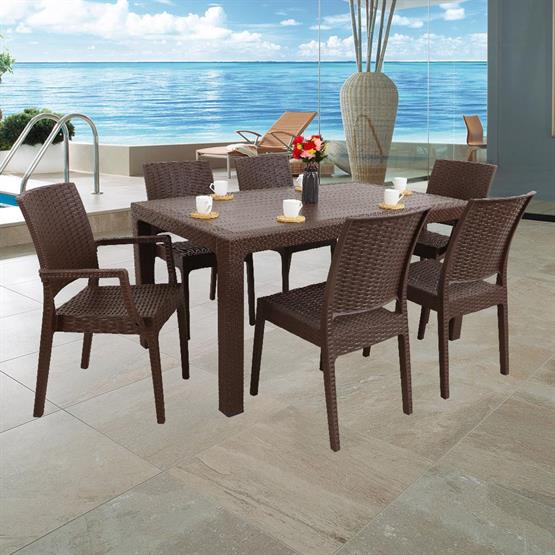 Mandella Elit 90x150 Rattan 2 Elit Koltuk 4 Elit Sandalye Masa Takımı Kahverengi