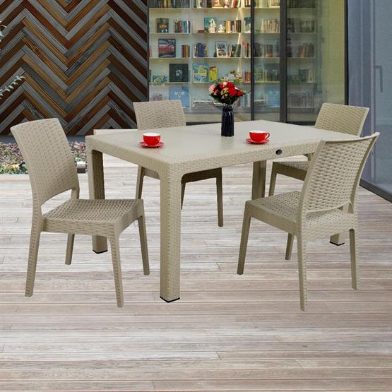 Mandella Elit Rattan 90x150 4 kişilik Elit Sandalye Masa Takımı Çölbeji