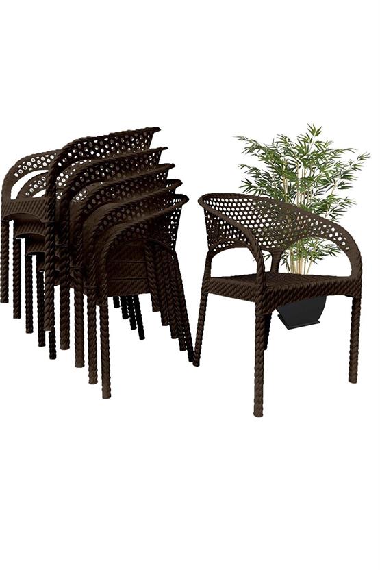 Mandella Regnum Örgü Koltuk (4 Adet) Kahverengi