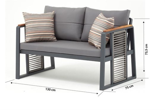 Erinöz Modena Bahçe Balkon Alüminyum Oturma Grubu Antrasit 2+1+1+Sehpa