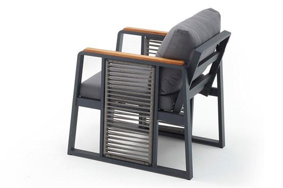 Erinöz Modena Bahçe Balkon Alüminyum Oturma Grubu Antrasit 2+1+1+Sehpa