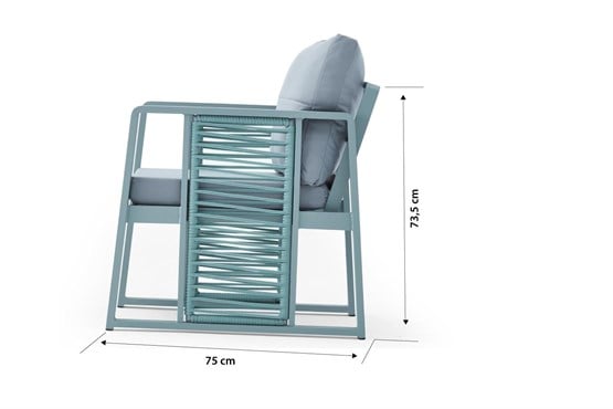 Erinöz Modena Bahçe Balkon Alüminyum Oturma Grubu Yeşil 2+1+1+Seramik Sehpa