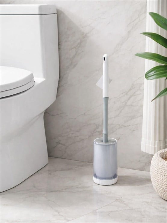 Modern Şeffaf Detaylı Tuvalet Fırçası Ve Standı – Hijyenik, Minimal WC Fırçası VICHY-7049