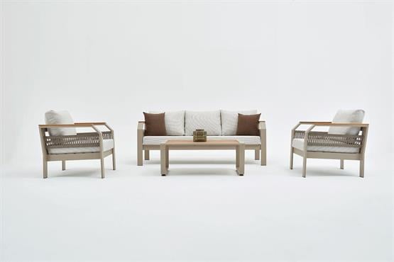 Erinöz Morento Bahçe Oturma Grubu 3+1+1+Sehpa - Kum Rengi