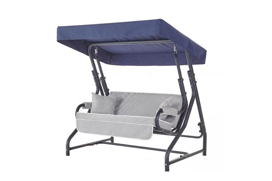 Erinöz Morus 2 Kişilik Bahçe Balkon Salıncağı - Minder: Lacivert Çizgili Tente: Lacivert