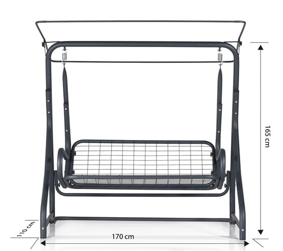 Erinöz Morus 2 Kişilik Bahçe Balkon Teras Salıncağı - Minder: Yeşil Çizgili Tente: Yeşil