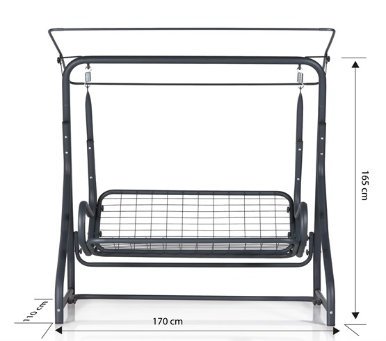 Erinöz Morus 2 Kişilik Bahçe Balkon Teras Salıncağı - Kırçıllı Gri