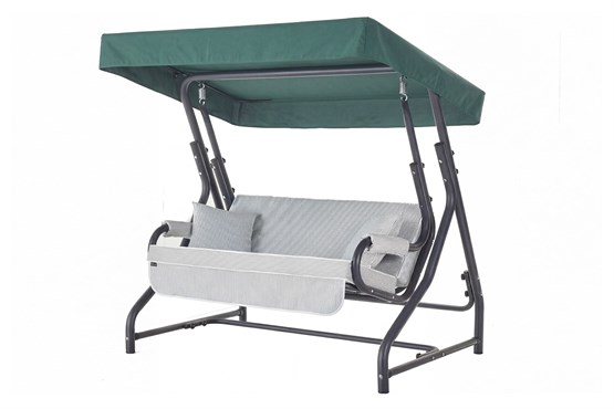 Erinöz Morus 2 Kişilik Bahçe Balkon Teras Salıncağı - Minder: Yeşil Çizgili Tente: Yeşil