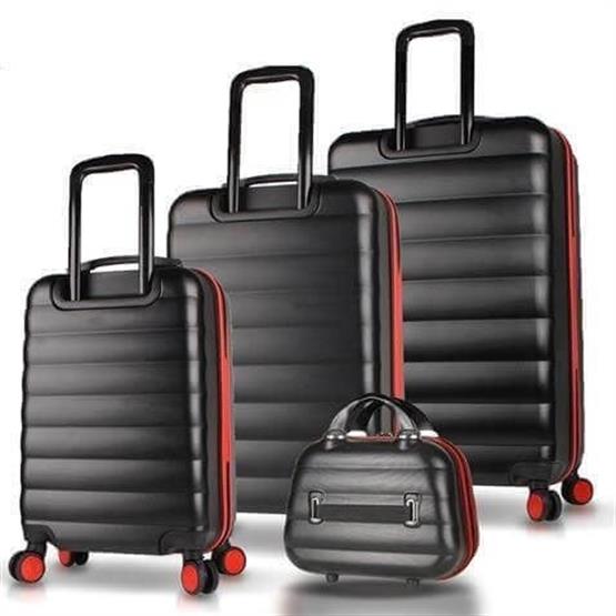 Colors Abs Kabin Orta Büyük ve Makyaj Boy Siyah 4lü Travel Valiz Seti