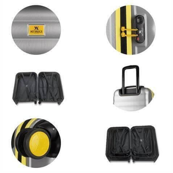 Colors Abs Kabin Orta Büyük ve Makyaj Boy Gri 4lü Travel Valiz Seti