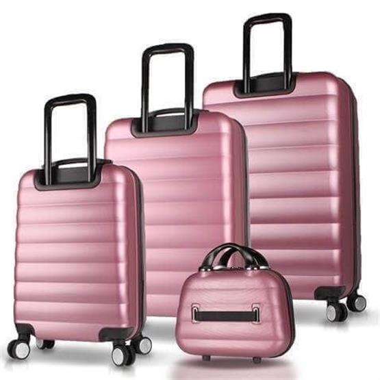 Colors Abs Kabin Orta Büyük ve Makyaj Boy Rose Gold 4lü Travel Valiz Seti