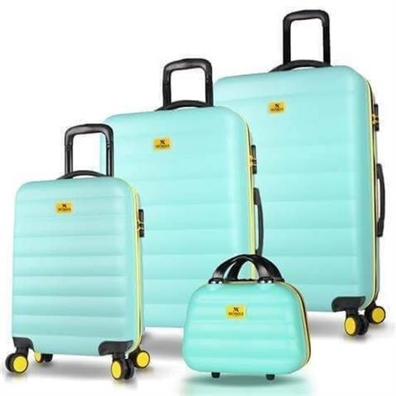 Colors Abs Kabin Orta Büyük ve Makyaj Boy Mint Yeşili 4lü Travel Valiz Seti