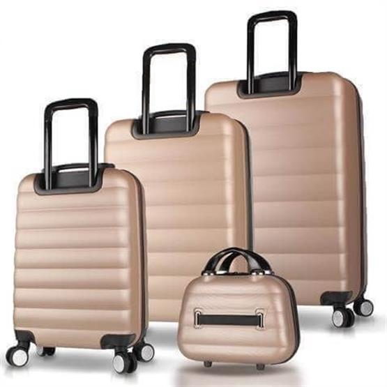 Colors Abs Kabin Orta Büyük ve Makyaj Boy Gold 4lü Travel Valiz Seti