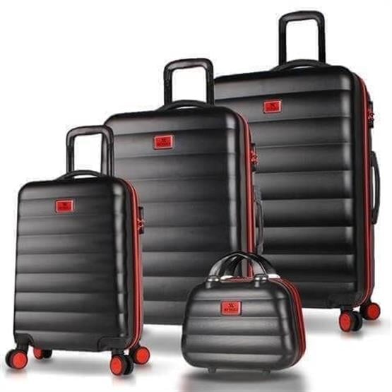 Colors Abs Kabin Orta Büyük ve Makyaj Boy Siyah 4lü Travel Valiz Seti