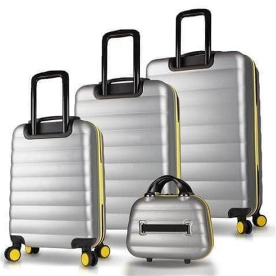 Colors Abs Kabin Orta Büyük ve Makyaj Boy Gri 4lü Travel Valiz Seti