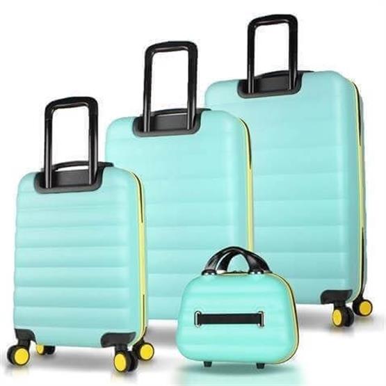 Colors Abs Kabin Orta Büyük ve Makyaj Boy Mint Yeşili 4lü Travel Valiz Seti